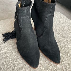 Black Suede Wedge boots with tassel detail